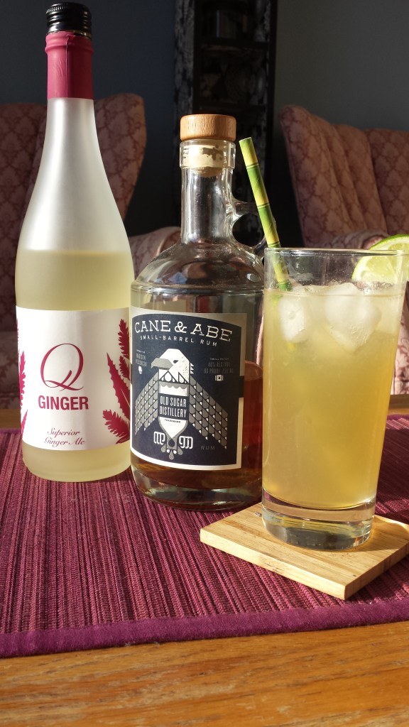 dark and stormy with Q ginger, cane & abe rum, and lime juice