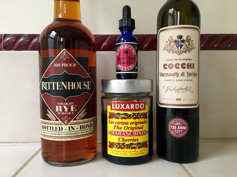 rittenhouse rye luxardo maraschino cherries cocchi vermouth